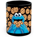 Cookie Monster Mug 11oz — Black Ceramic Cute Blue Character Coffee Mug 1