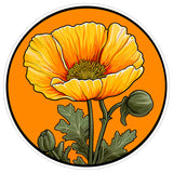 California Poppy Flower Sticker 4 Inch — Waterproof Vinyl Decal State Flower CA Botanical 8