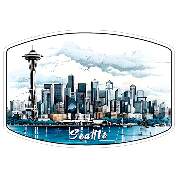 Seattle Skyline Washington Sticker 4 Inch — Waterproof Vinyl Decal City Travel Souvenir