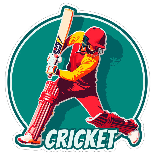 Cricket Sport Sticker 4 Inch — Waterproof Vinyl Decal Batsman Bowler Wicket Pitch