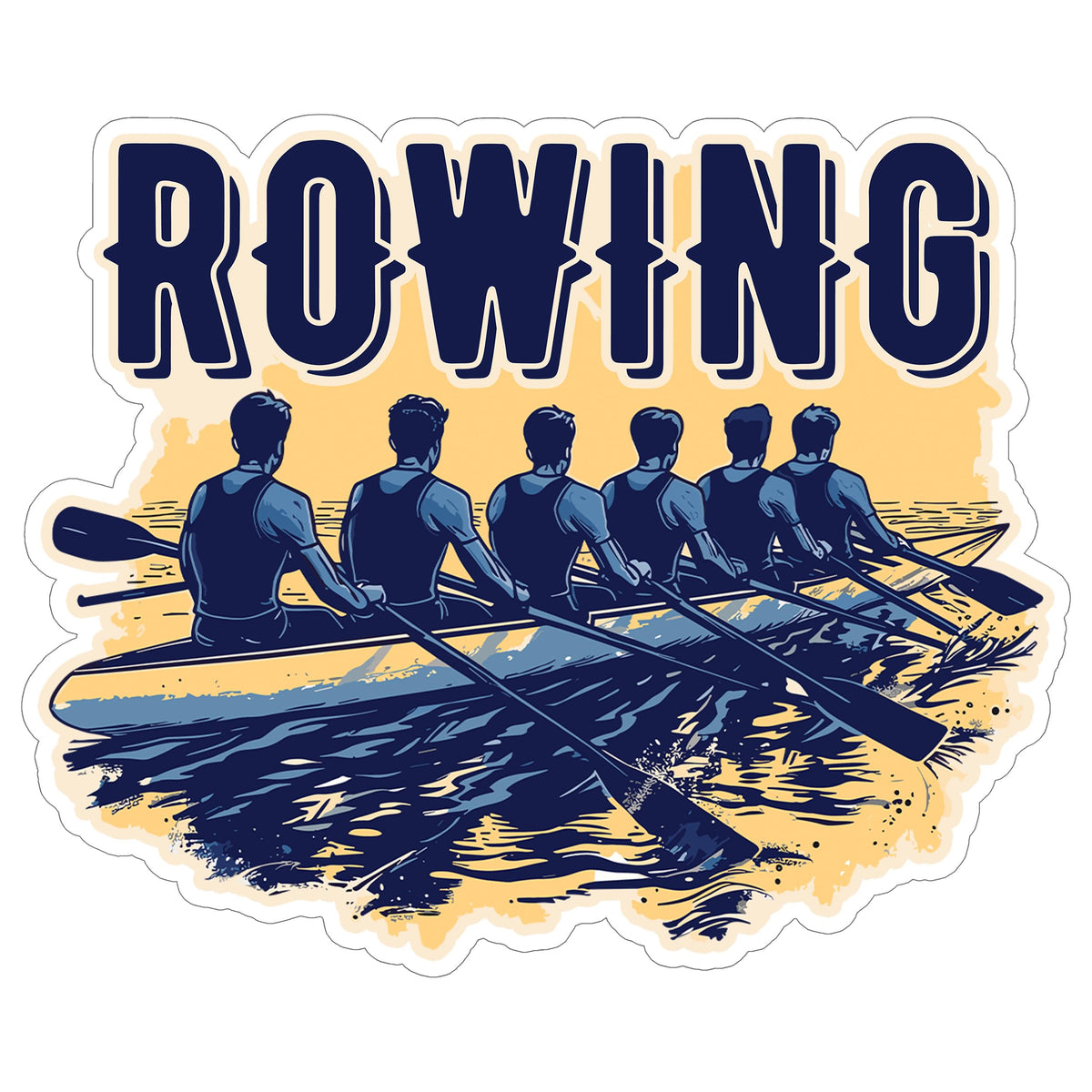 Rowing Sport Sticker 4 Inch — Waterproof Vinyl Decal Crew Oar Scull Boat