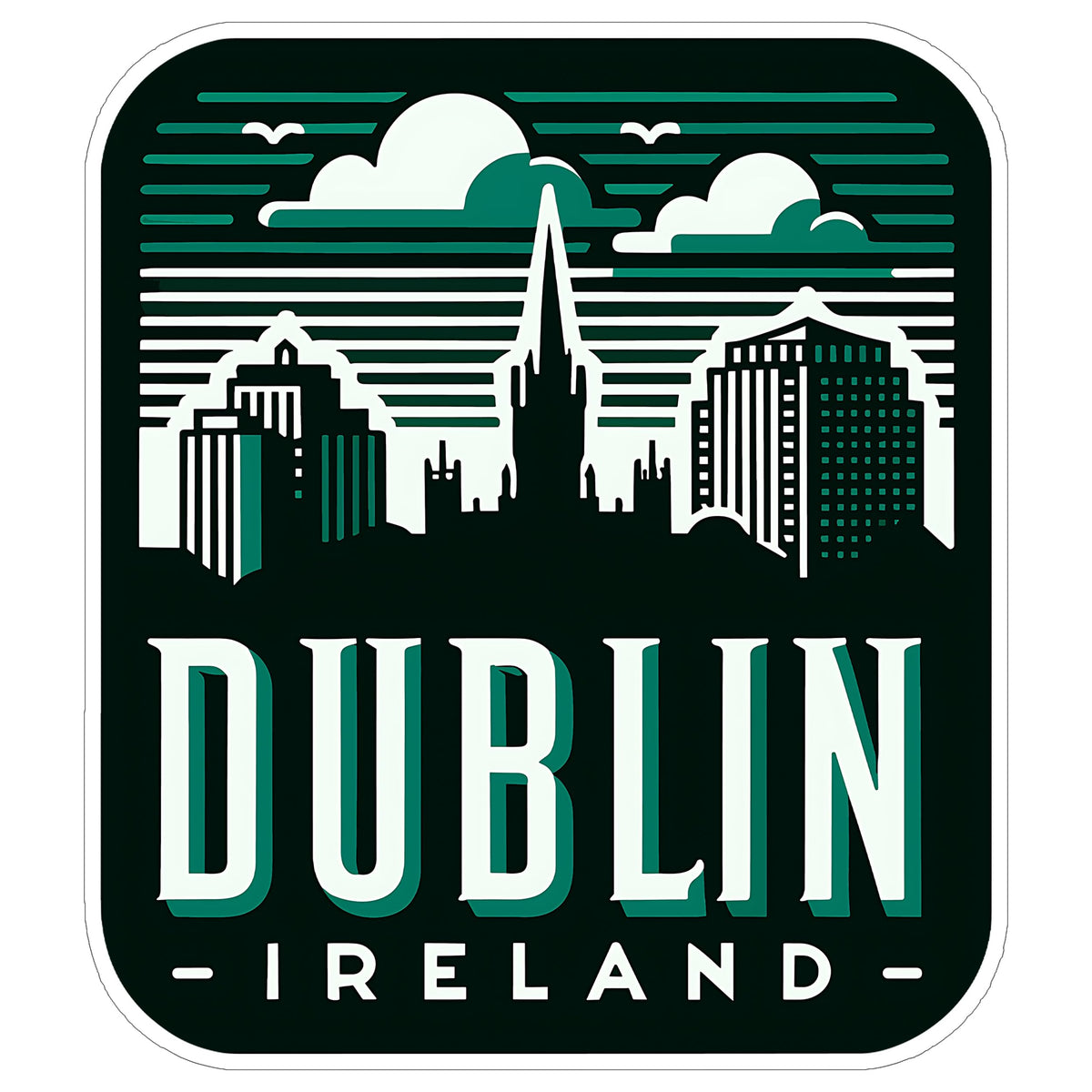 Dublin Ireland Sticker 4 Inch City Travel Souvenir Destination - Waterproof Vinyl Decal for Laptop Water Bottle Car Tumbler - Durable Aesthetic Long-Lasting Stickers for Adults ID44990