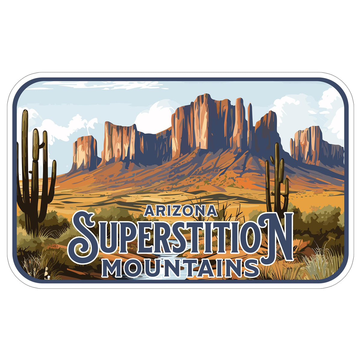 Superstition Mountains Arizona Sticker 4 Inch — Waterproof Vinyl Decal Mountain Summit Peak