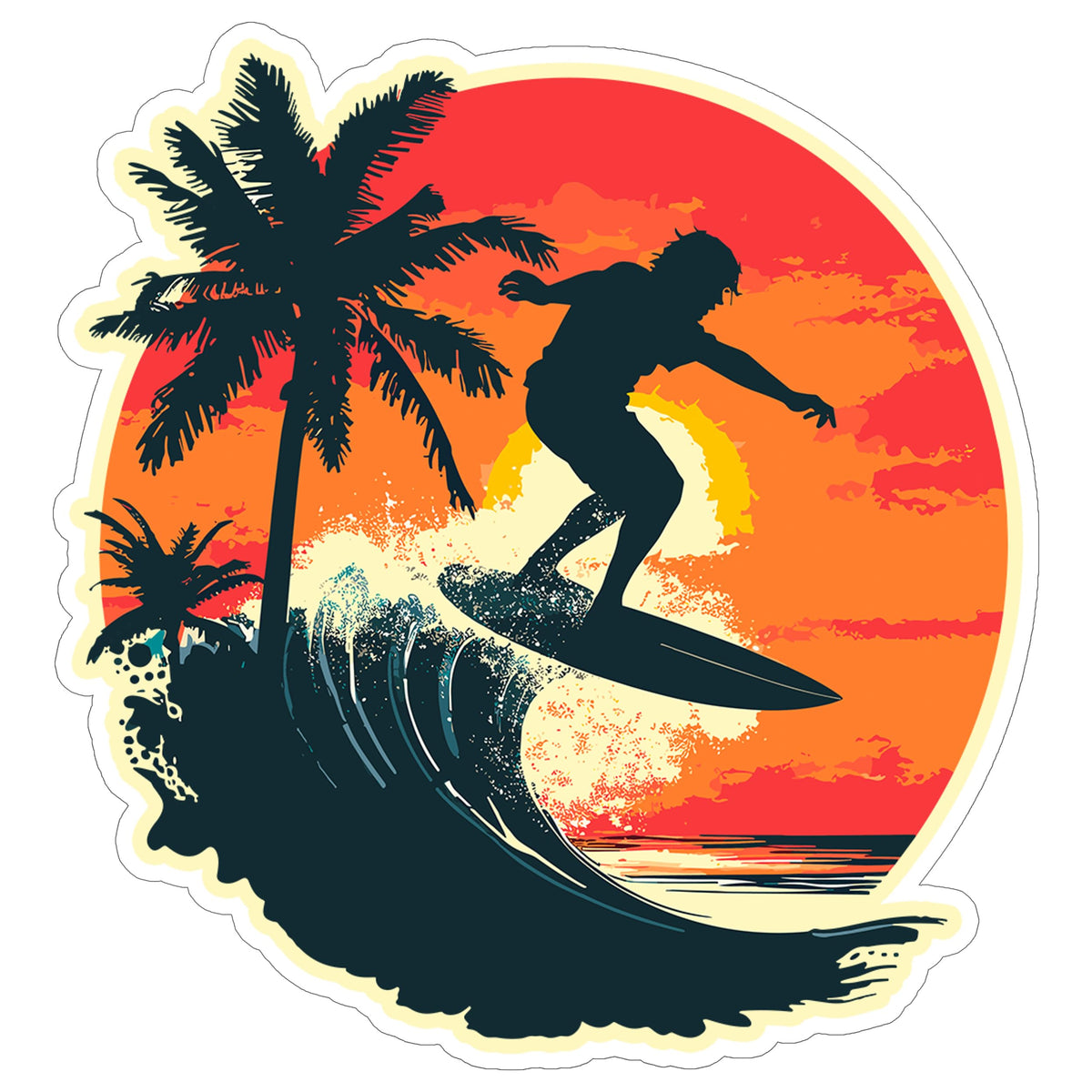 Surfing Sport Sticker 4 Inch — Waterproof Vinyl Decal Wave Board Ocean Beach