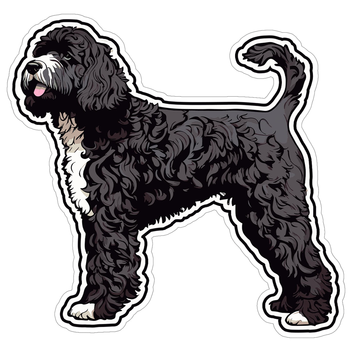 Portuguese Water Dog Sticker 4 Inch — Waterproof Vinyl Decal PWD Fisherman Hypoallergenic