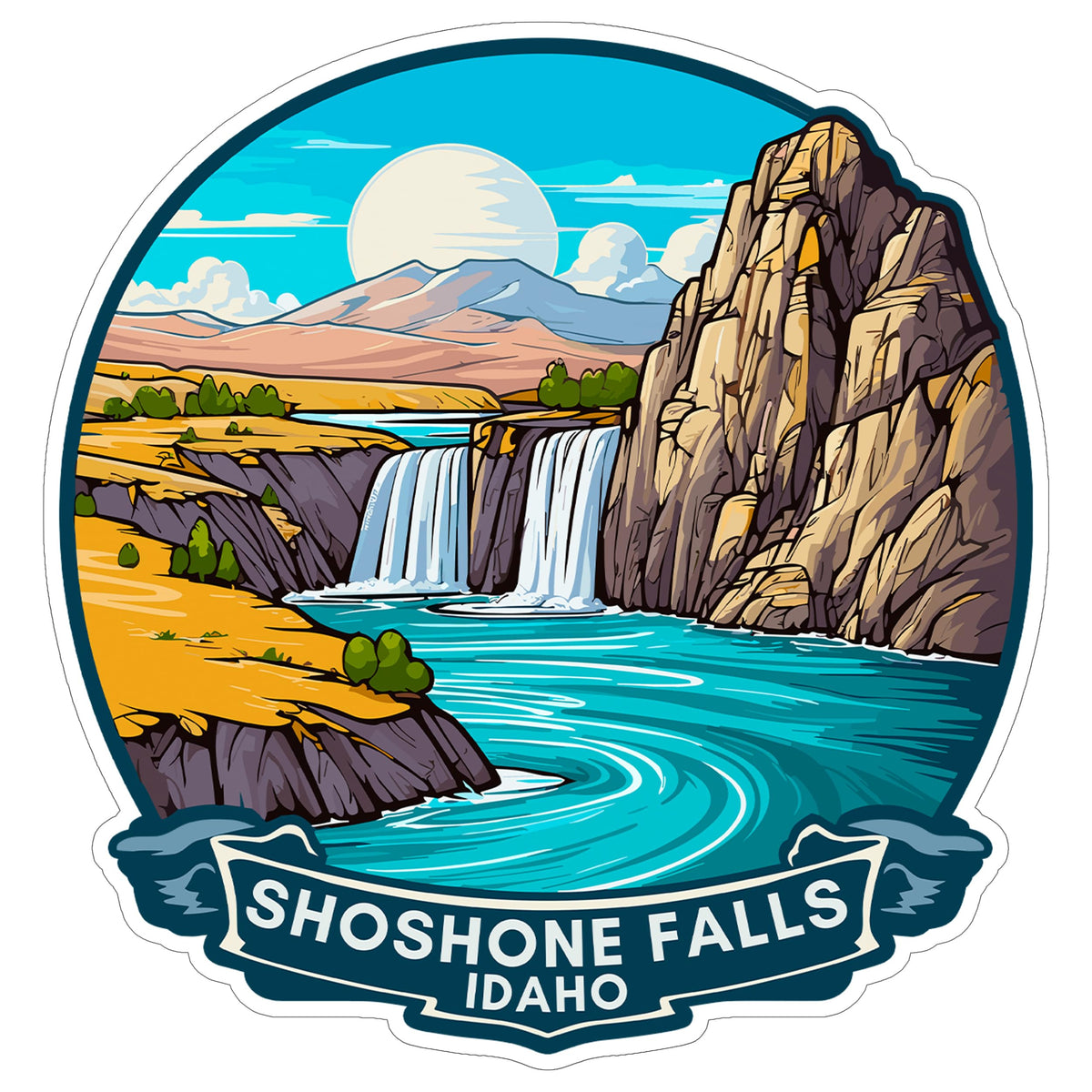 Shoshone Falls Idaho Sticker 4 Inch Waterfall Travel Souvenir Destination - Waterproof Vinyl Decal for Laptop Water Bottle Car Tumbler - Durable Aesthetic Long-Lasting Stickers for Adults ID44990