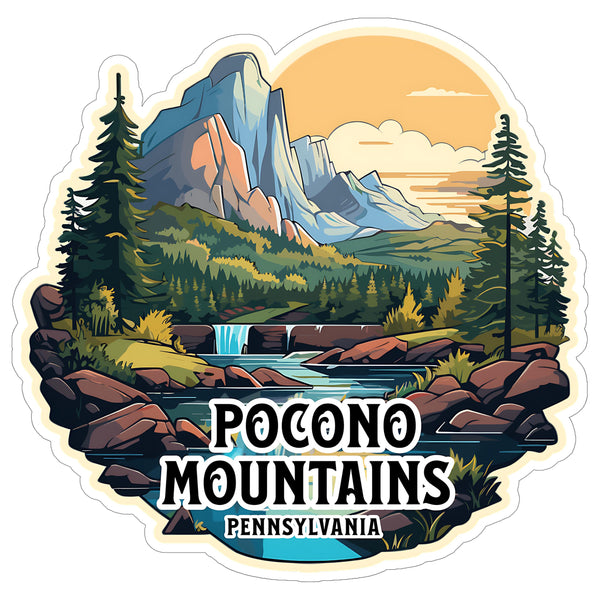 Pocono Mountains Pennsylvania Sticker 4 Inch Mountain Summit Peak Travel - Waterproof Vinyl Decal for Laptop Water Bottle Car Tumbler - Durable Aesthetic Long-Lasting Stickers for Adults ID44990