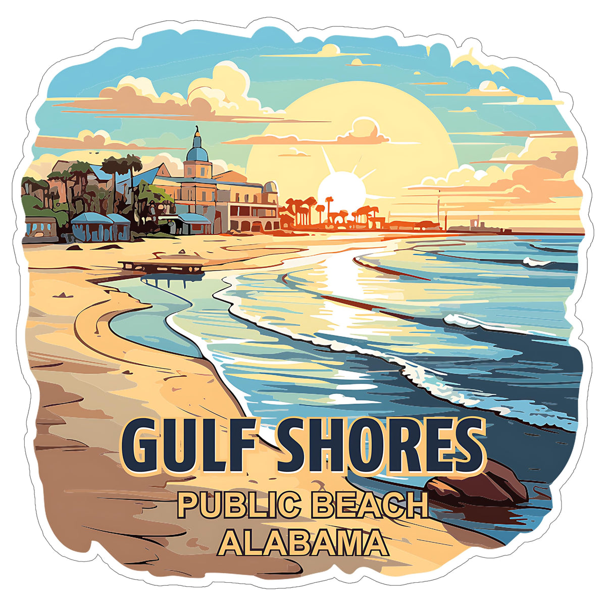 Gulf Shores Public Beach Alabama Sticker 4 Inch — Waterproof Vinyl Decal Ocean Coastal