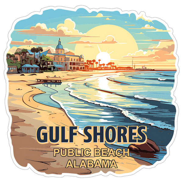 Gulf Shores Public Beach Alabama Sticker 4 Inch — Waterproof Vinyl Decal Ocean Coastal