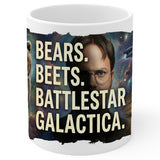 Bears Beets Battlestar Galactica Mug 11oz — White Ceramic Office TV Quote 1