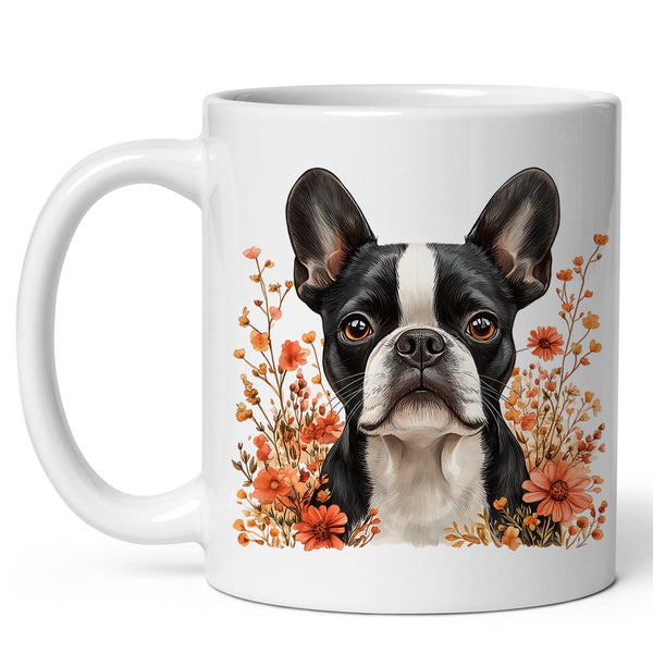 Boston Terrier Coffee Mug 11oz — White Ceramic American Gentleman Pup Mug