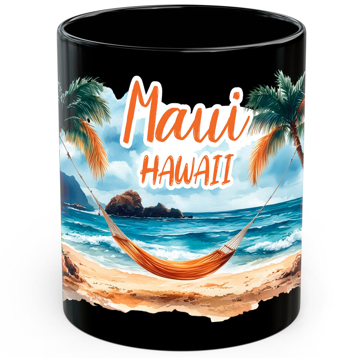 Maui Hawaii Coffee Mug 11oz — Black Ceramic Tropical Island Paradise Mug