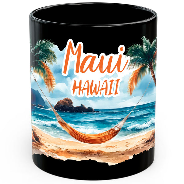 Maui Hawaii Coffee Mug 11oz — Black Ceramic Tropical Island Paradise Mug