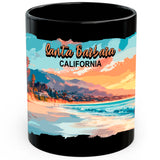 Santa Barbara CA Mug 11oz — Black Ceramic Cali Coastal Beaches Mug 1