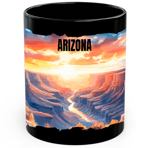 Arizona State Mug 11oz — Black Ceramic AZ Desert Southwest Coffee Mug
