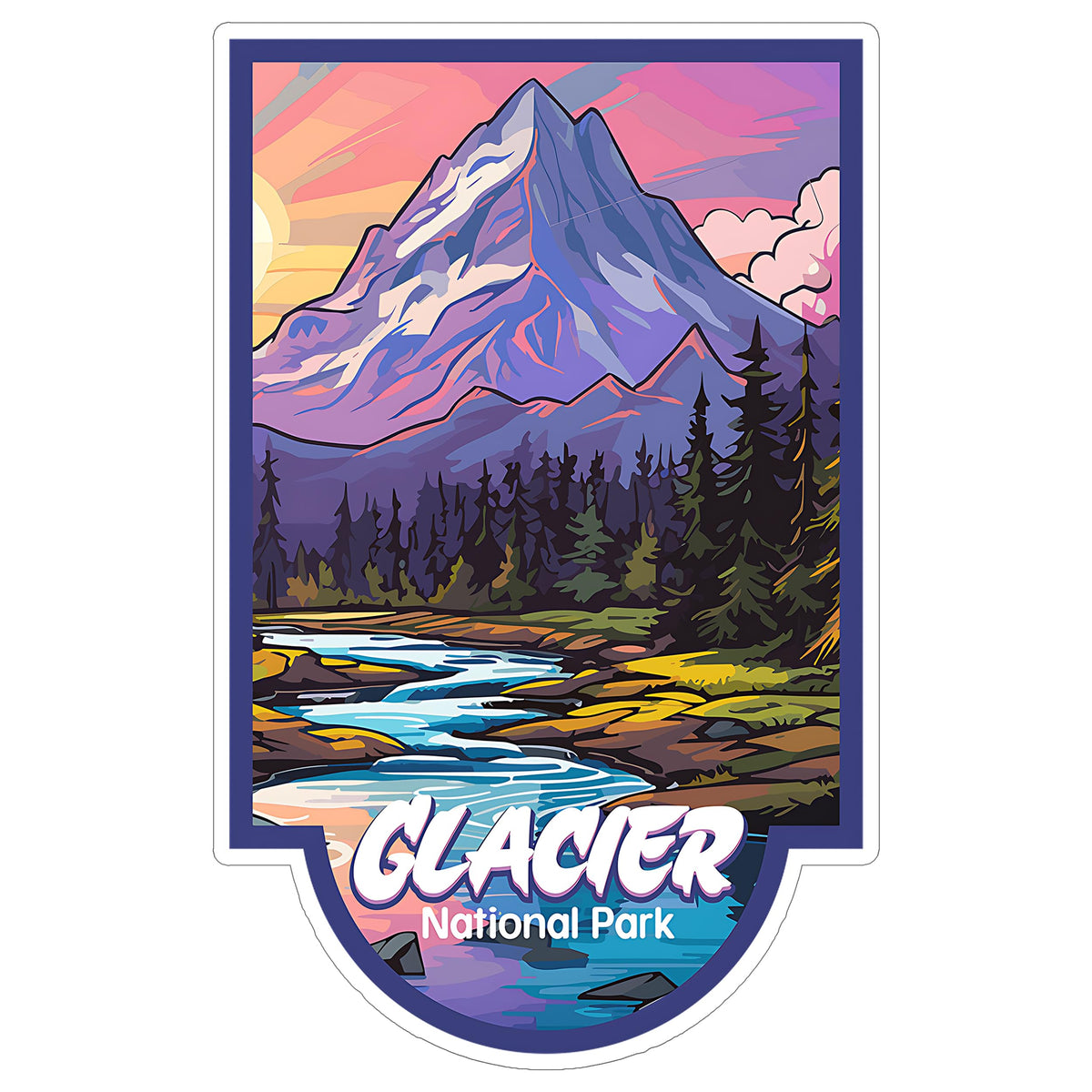 Glacier National Park Montana Sticker 4 Inch — Waterproof Vinyl Decal Nature Hiking Camping
