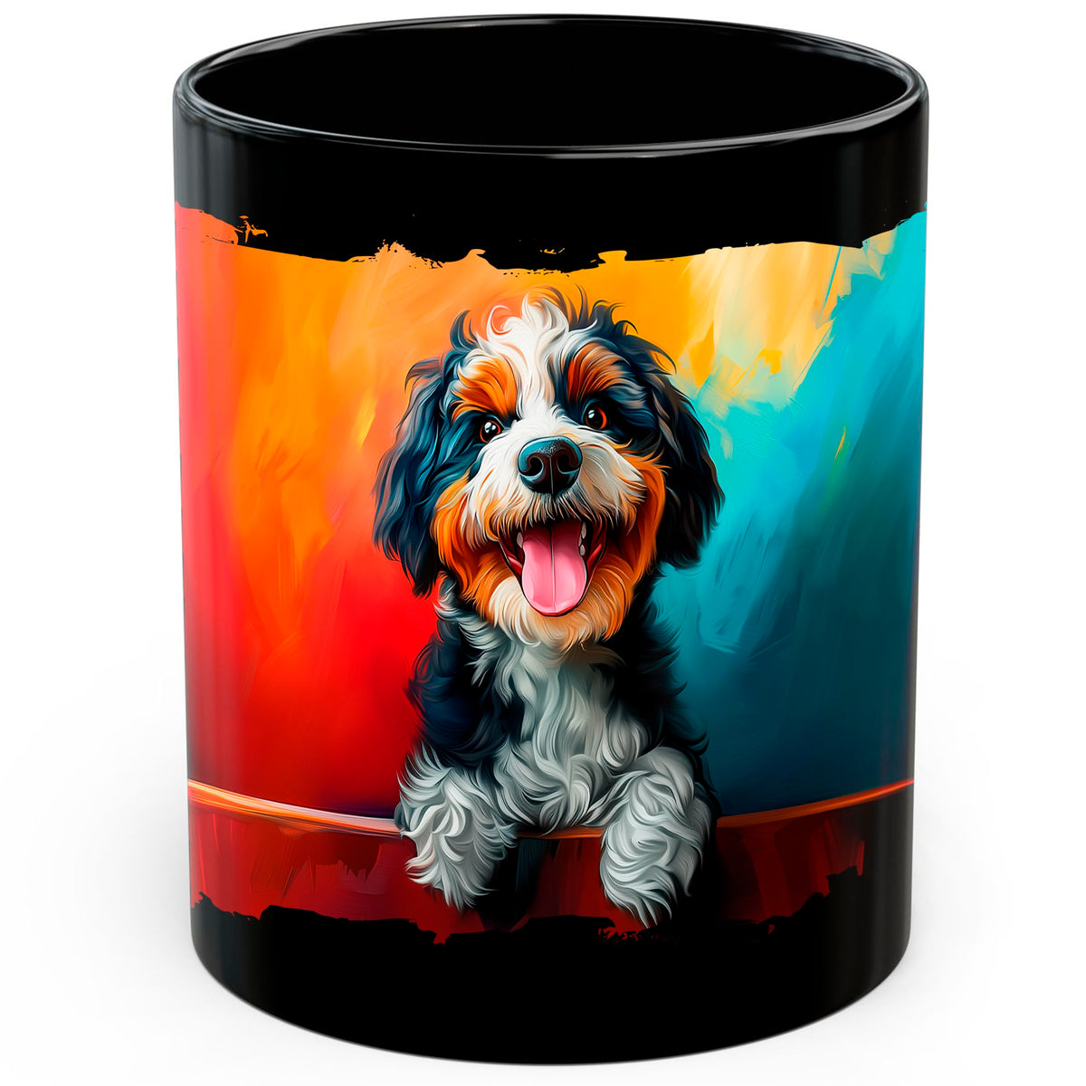 Bernedoodle Mug 11oz — Black Ceramic Designer Dog Coffee Mug