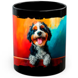 Bernedoodle Mug 11oz — Black Ceramic Designer Dog Coffee Mug 1