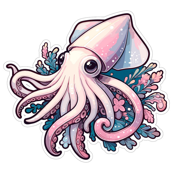 Squid Sticker 4 Inch — Waterproof Vinyl Decal Marine Cute Tentacles