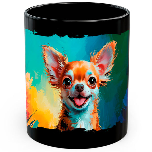 Chihuahua Mug 11oz — Black Ceramic Tiny Toy Dog Coffee Mug