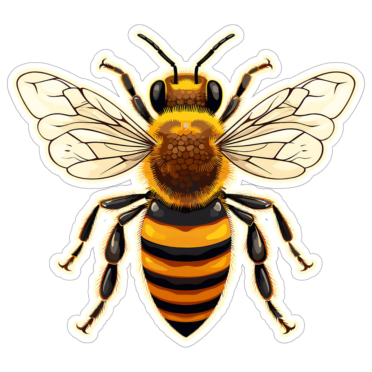 Honey Bee Sticker 4 Inch — Waterproof Vinyl Decal Apiary Beekeeper Pollinator