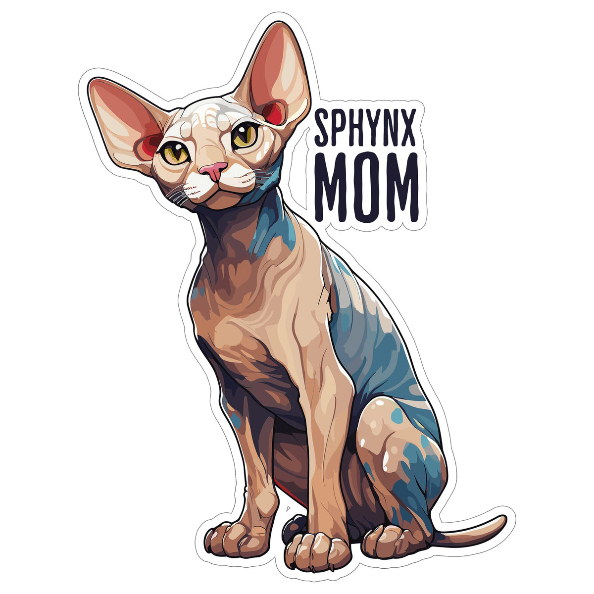 Sphynx Mom Sticker 4 Inch — Waterproof Vinyl Decal Hairless Naked Elf Cat