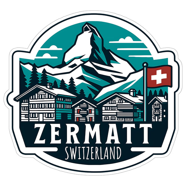Zermatt Switzerland Sticker 4 Inch City Travel Souvenir Destination - Waterproof Vinyl Decal for Laptop Water Bottle Car Tumbler - Durable Aesthetic Long-Lasting Stickers for Adults ID44990