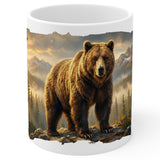 Bear Coffee Mug 11oz — White Ceramic Grizzly Kodiak Wildlife Mug 1