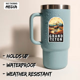 Grand Teton National Park Wyoming Sticker 4 Inch 2-Pack Wilderness Scenic - Waterproof Vinyl Decal for Laptop Water Bottle Car - Durable Funny Aesthetic Long-Lasting Stickers for Adults ID45039 2