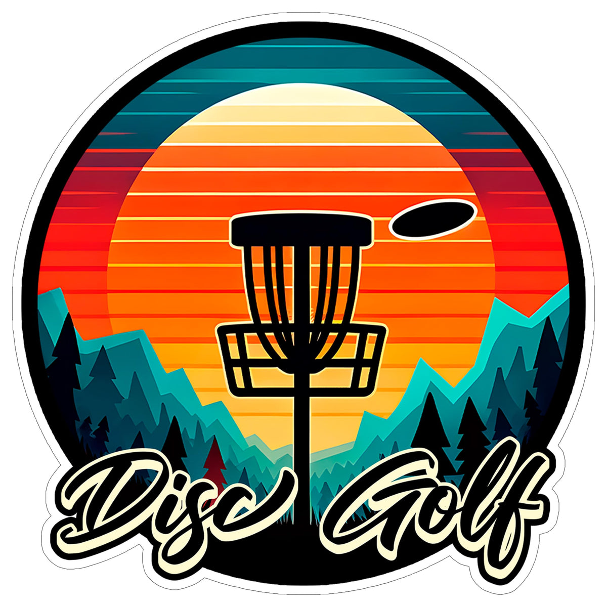Disc Golf Sport Sticker 4 Inch — Waterproof Vinyl Decal Frisbee Putter Driver Basket
