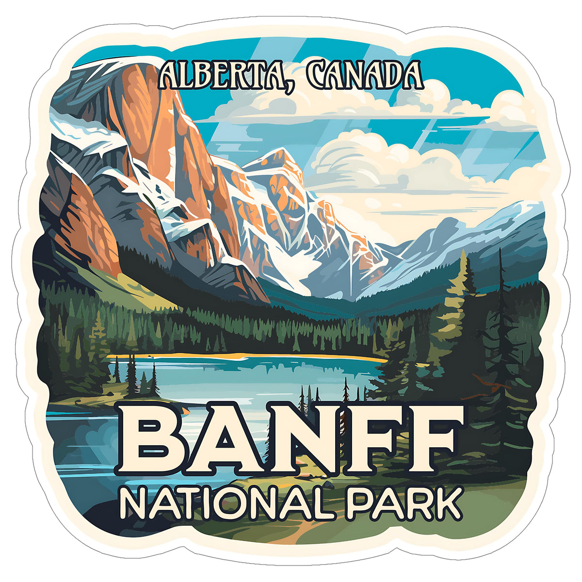 Banff National Park Alberta Canada Sticker 4 Inch Nature Hiking Camping - Waterproof Vinyl Decal for Laptop Water Bottle Car Tumbler - Durable Aesthetic Long-Lasting Stickers for Adults ID44990