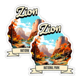 Zion National Park Utah Sticker 4 Inch 2-Pack Nature Hiking - Waterproof Vinyl Decal for Laptop Water Bottle Car Tumbler - Durable Funny Aesthetic Long-Lasting Stickers for Adults ID45039 1