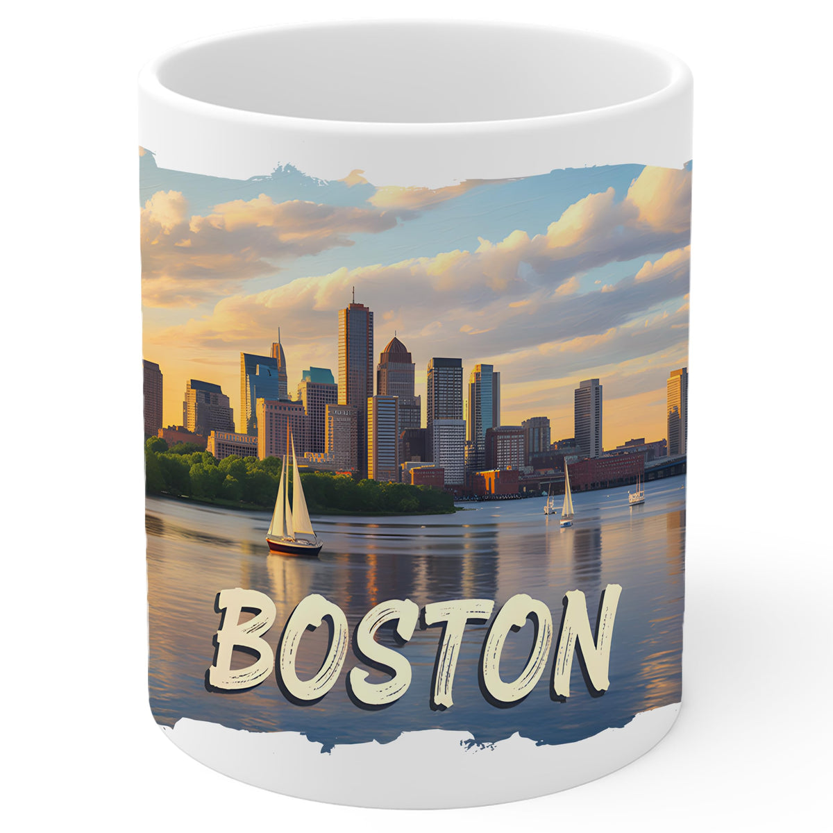 Boston Massachusetts Coffee Mug 11oz — White Ceramic Beantown Mug