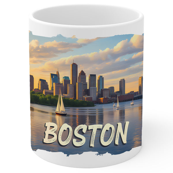 Boston Massachusetts Coffee Mug 11oz — White Ceramic Beantown Mug