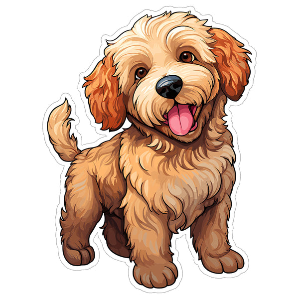 Golden Doodle Sticker 4 Inch — Waterproof Vinyl Decal Goldendoodle Doodle Lover Fluffy