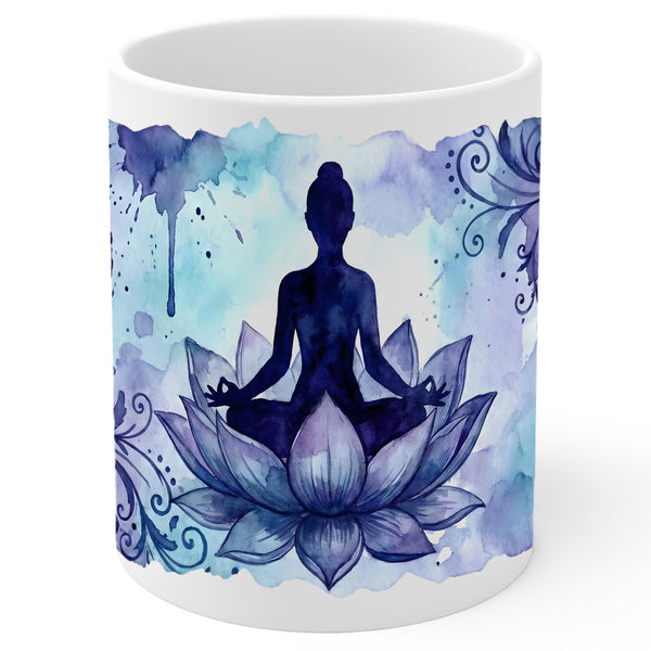 Yoga Coffee Mug 11oz — Ceramic Lotus Pose Mug for Yogis & Meditation Lovers