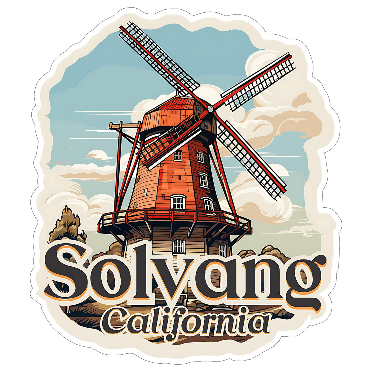 Solvang California Sticker 4 Inch — Waterproof Vinyl Decal City Travel Souvenir