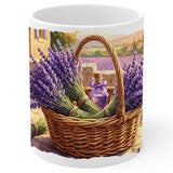 Lavender Coffee Mug 11oz — White Ceramic Floral Gift Mug for Lavender Lovers 1
