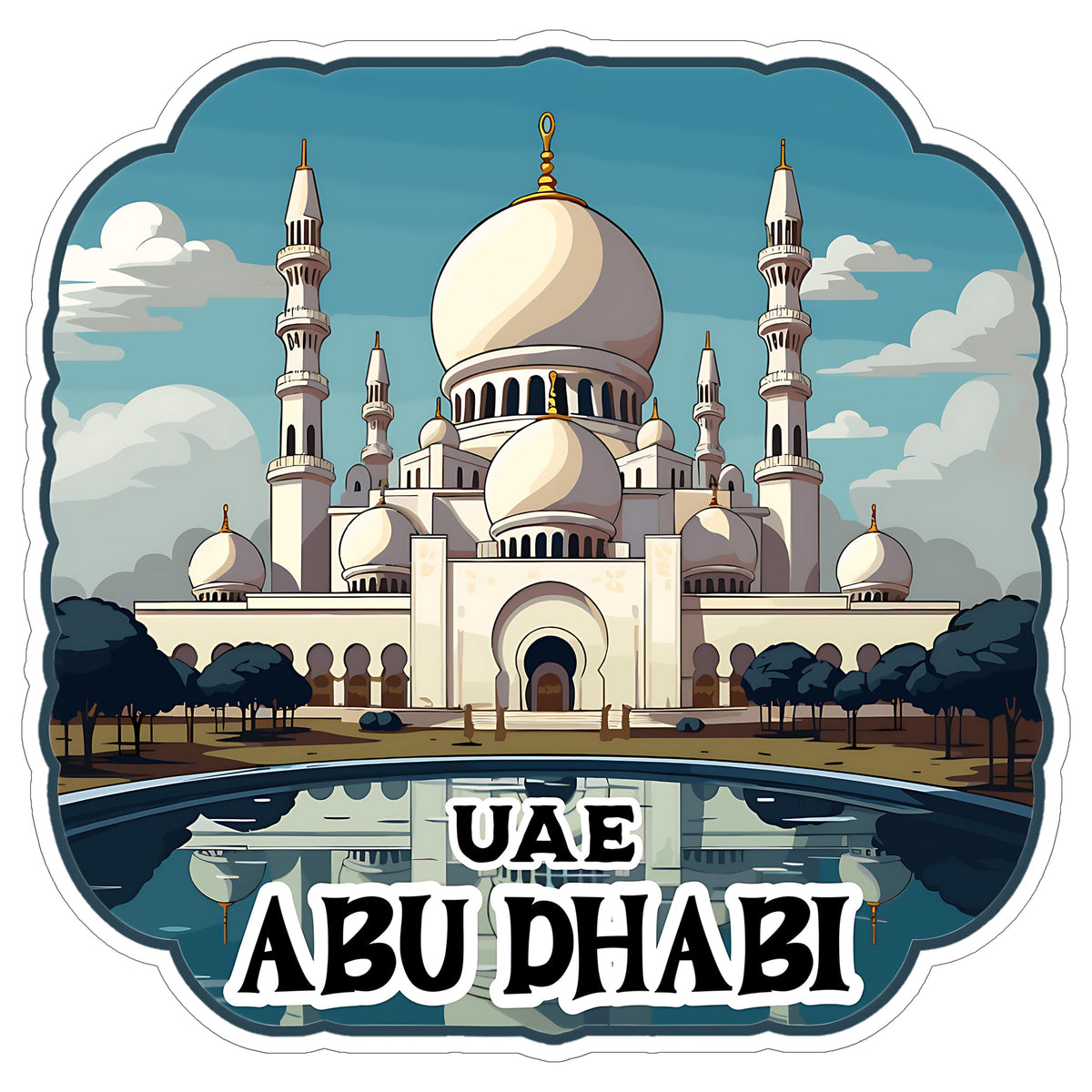 Abu Dhabi United Arab Emirates UAE Sticker 4 Inch City Travel Souvenir - Waterproof Vinyl Decal for Laptop Water Bottle Car Tumbler - Durable Aesthetic Long-Lasting Stickers for Adults ID44990