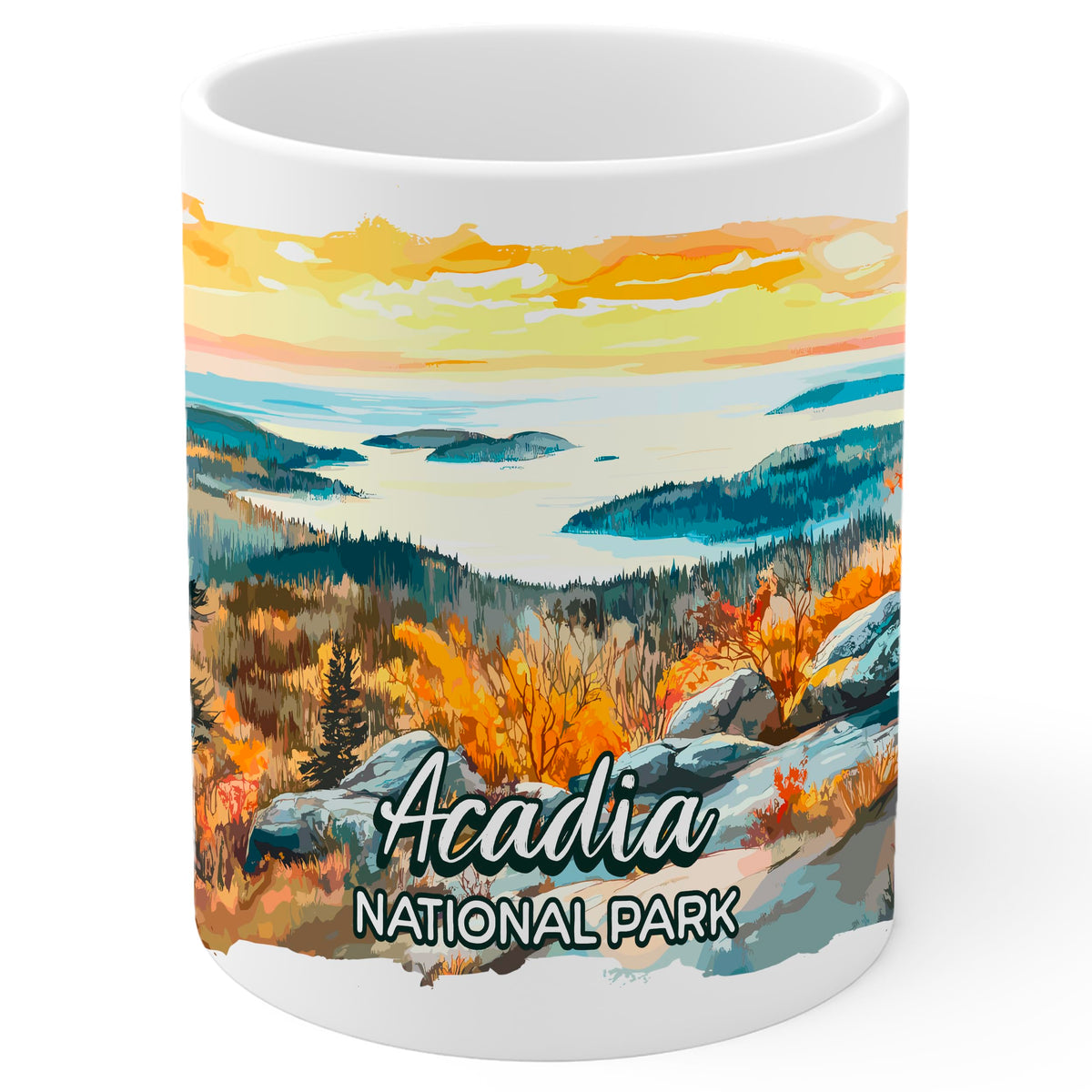 Acadia National Park Maine Coffee Mug 11oz — White Ceramic Souvenir Mug