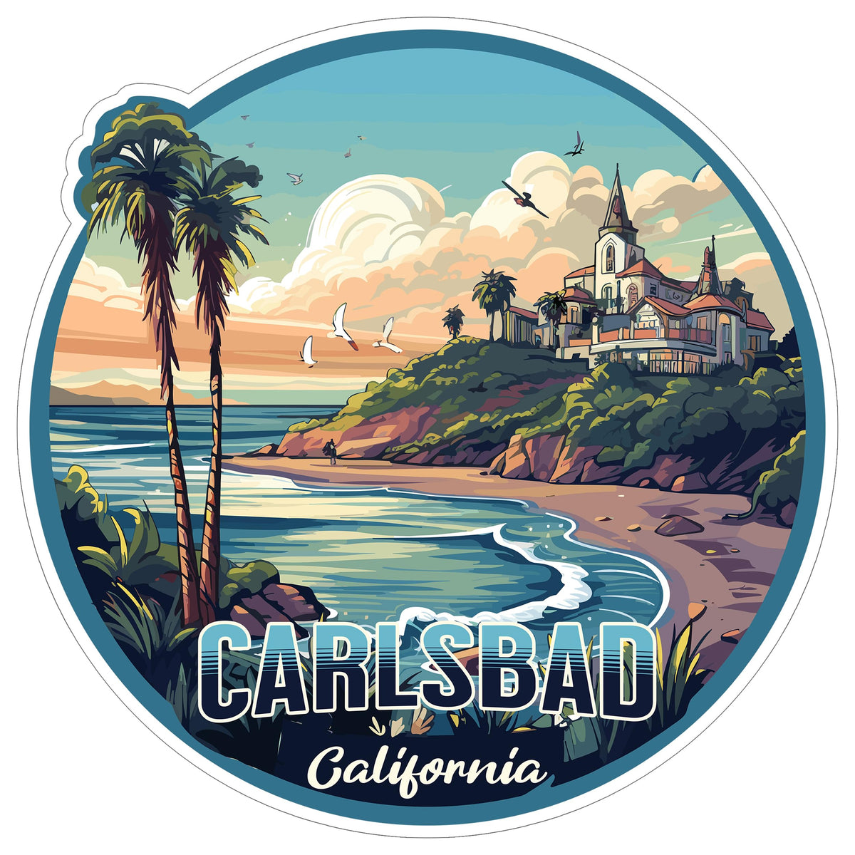 Carlsbad California Sticker 4 Inch — Waterproof Vinyl Decal City Travel Souvenir