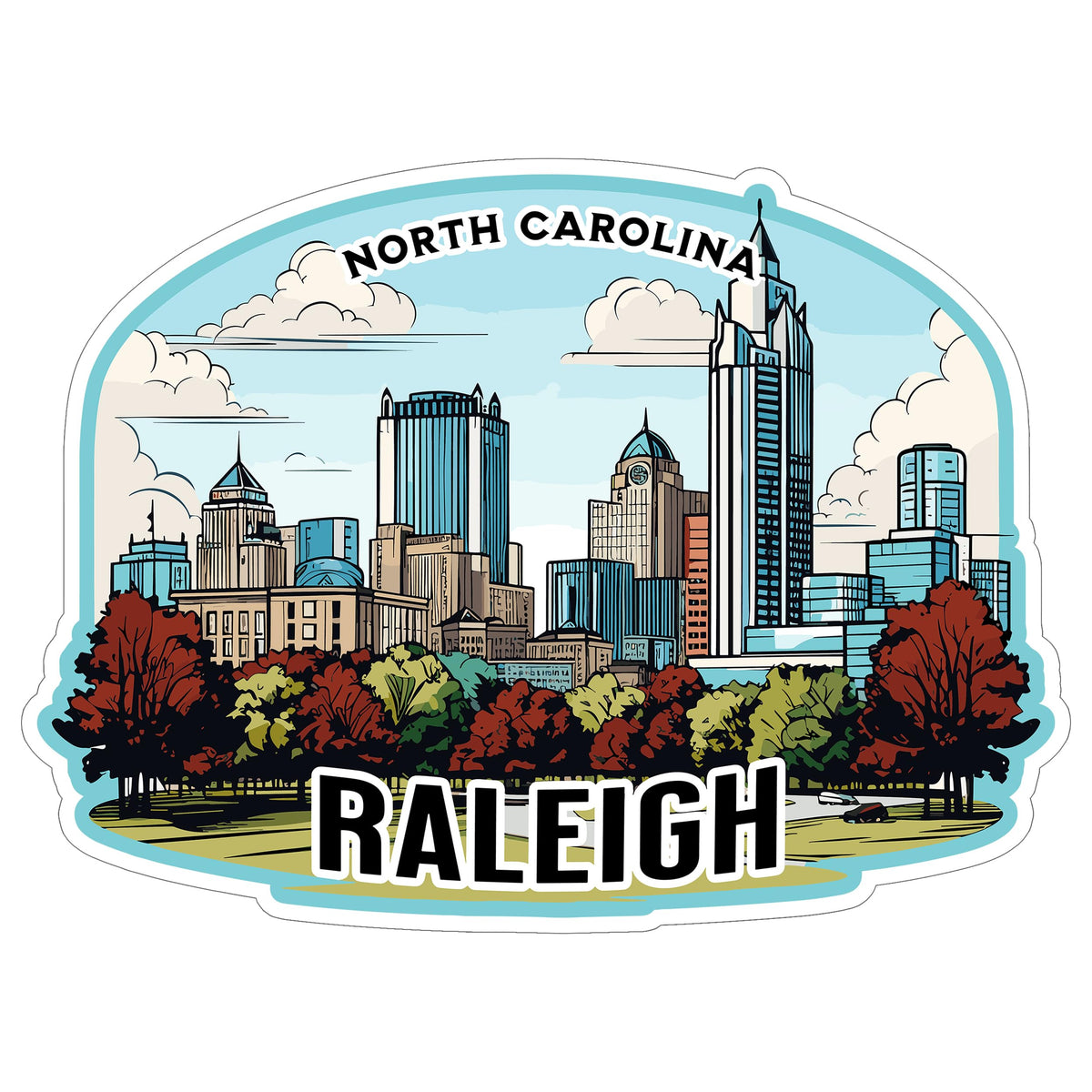 Raleigh North Carolina Sticker 4 Inch Travel Souvenir City Destination - Waterproof Vinyl Decal for Laptop Water Bottle Car Tumbler - Durable Aesthetic Long-Lasting Stickers for Adults ID44990