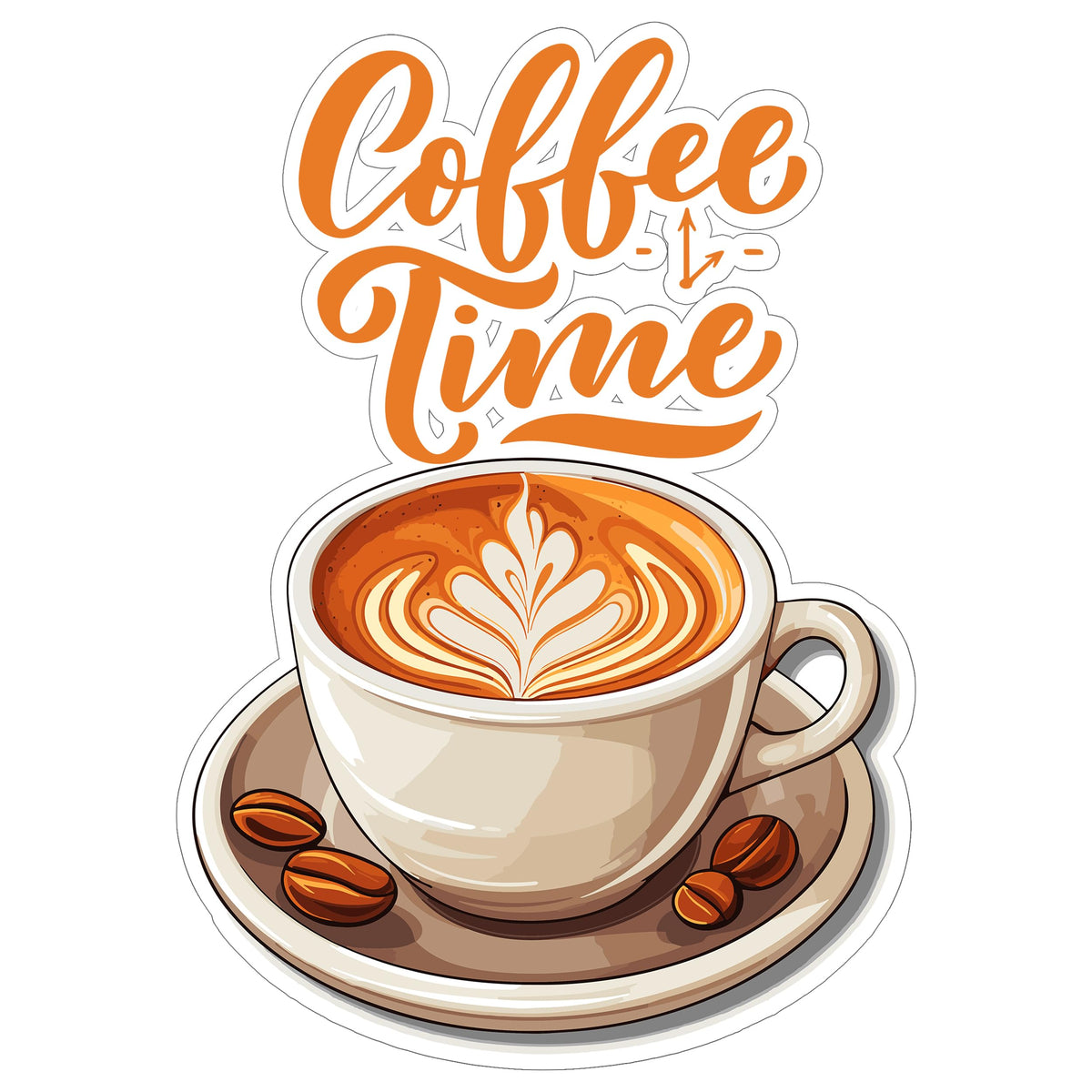 Coffee Time Sticker 4 Inch — Waterproof Vinyl Decal Caffeine Morning Drink