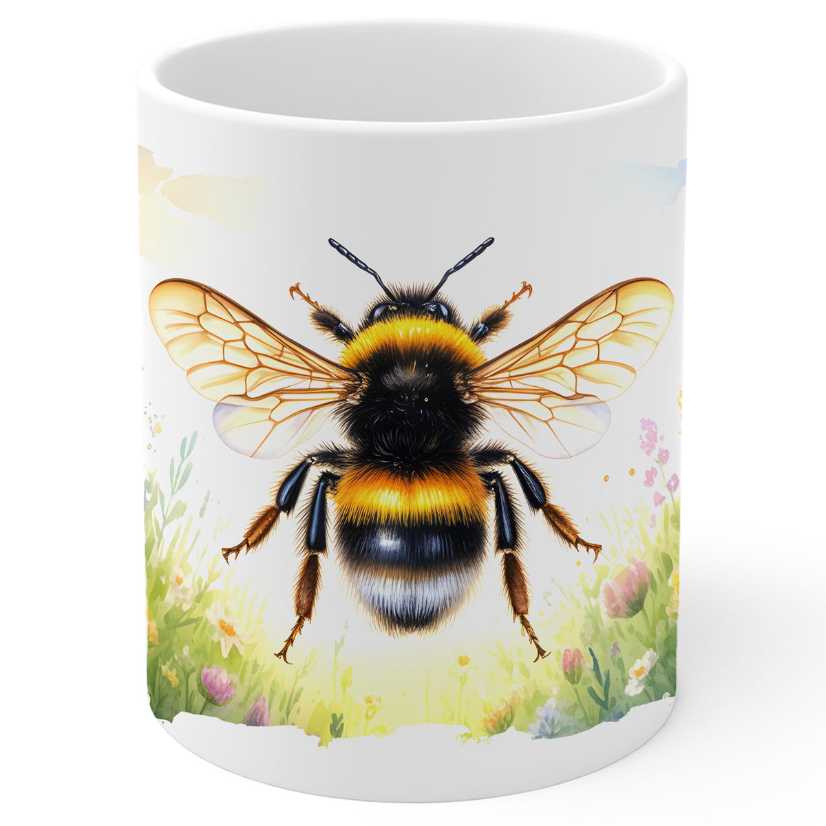 Bee Mug 11oz — White Ceramic Honey Bumblebee Coffee Mug