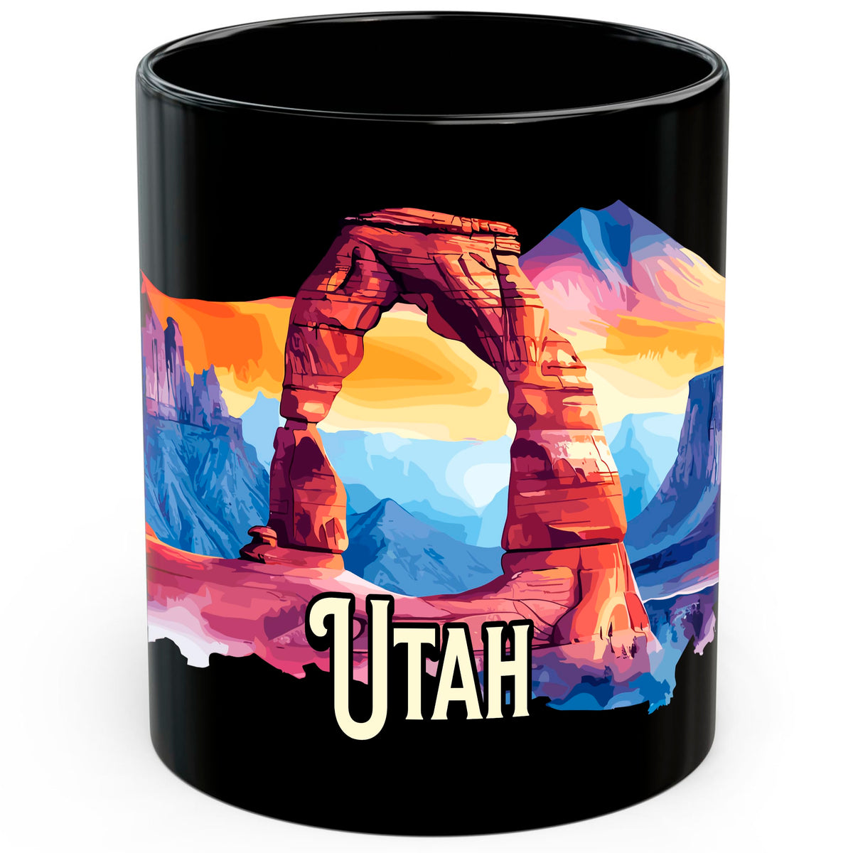 Utah State Mug 11oz — Black Ceramic Beehive State UT Coffee Mug
