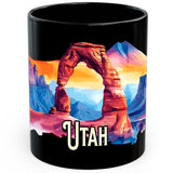 Utah State Mug 11oz — Black Ceramic Beehive State UT Coffee Mug 1