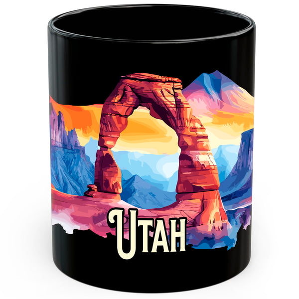 Utah State Mug 11oz — Black Ceramic Beehive State UT Coffee Mug