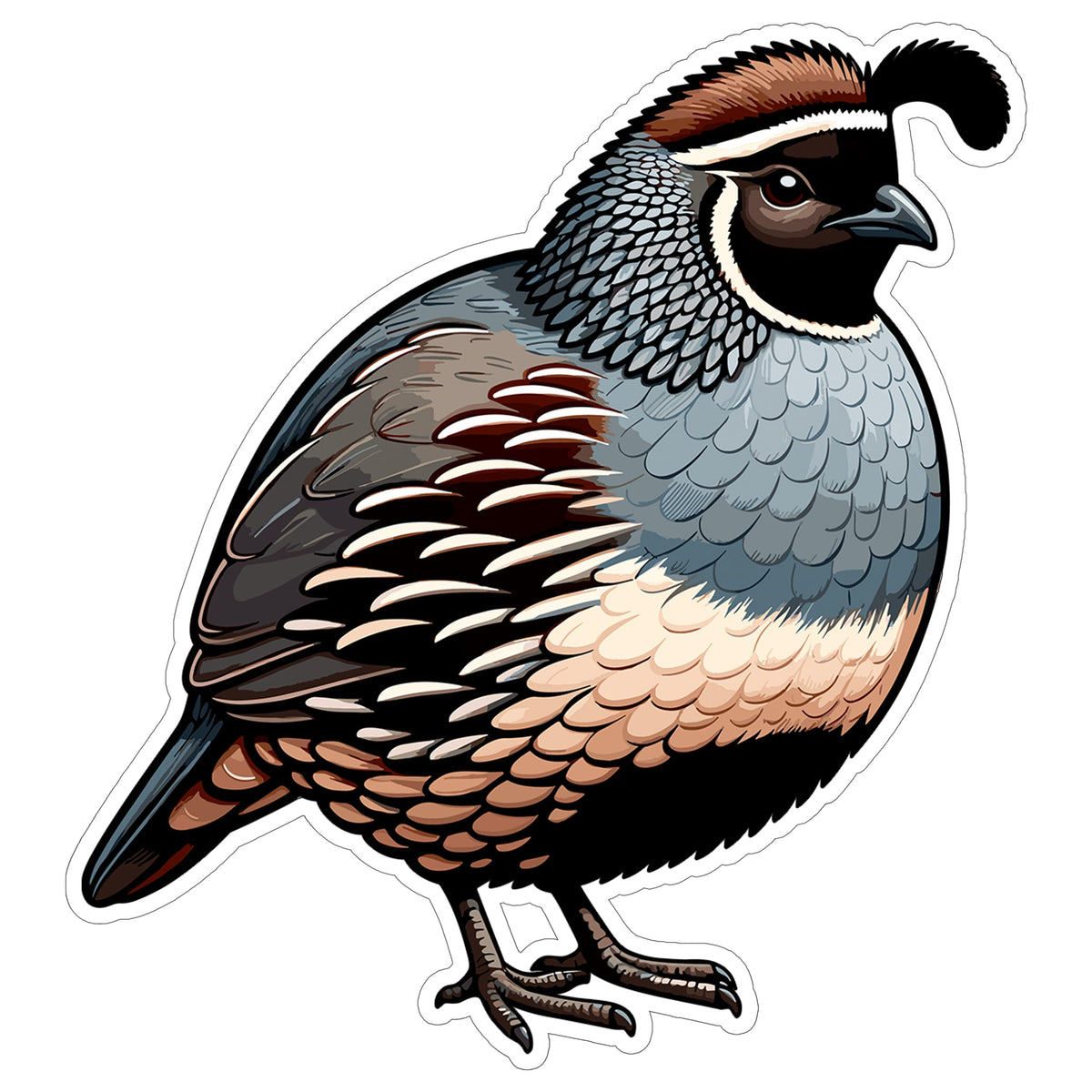 Quail Sticker 4 Inch — Waterproof Vinyl Decal Bobwhite Game Bird Ground