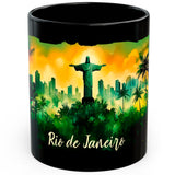 Rio de Janeiro Brazil Coffee Mug 11oz — Black Ceramic Christ the Redeemer Mug 1