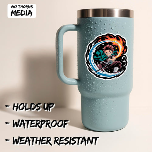 Anime 4 inch waterproof vinyl sticker decal, 2-pack japanese animation fan design, durable laptop water bottle car tumbler decor